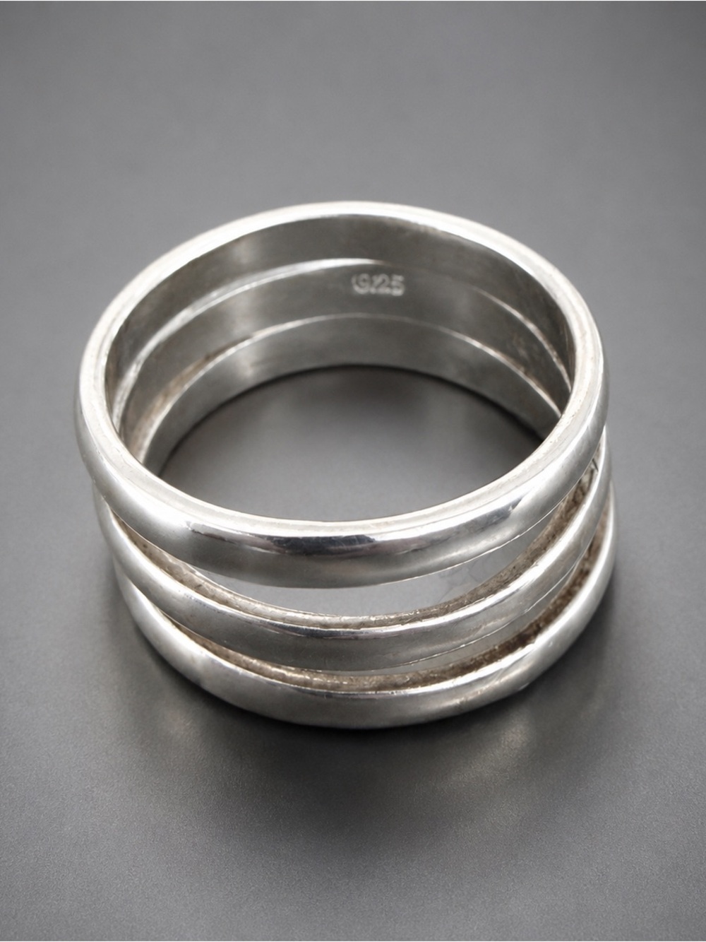 Sterling Silver Triple Band Ring Size 4.75 Great Pinkie Ring - Picture 3 of 4